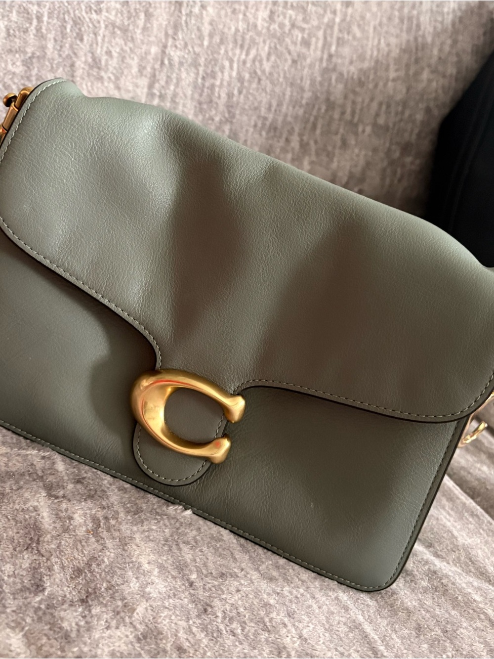 Coach Olive Green Leather Crossbody with Gold 'C' Clasp